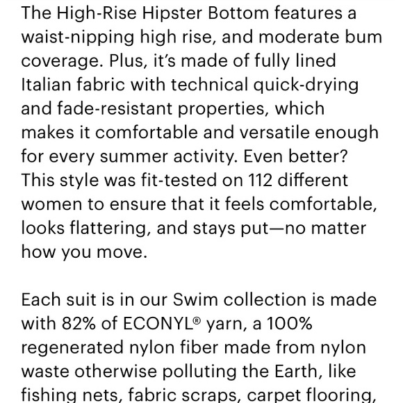 Everlane Swim Hipster High Rise Bottom Beech Green Large (10-12) NWT Quick Dry - Picture 6 of 9